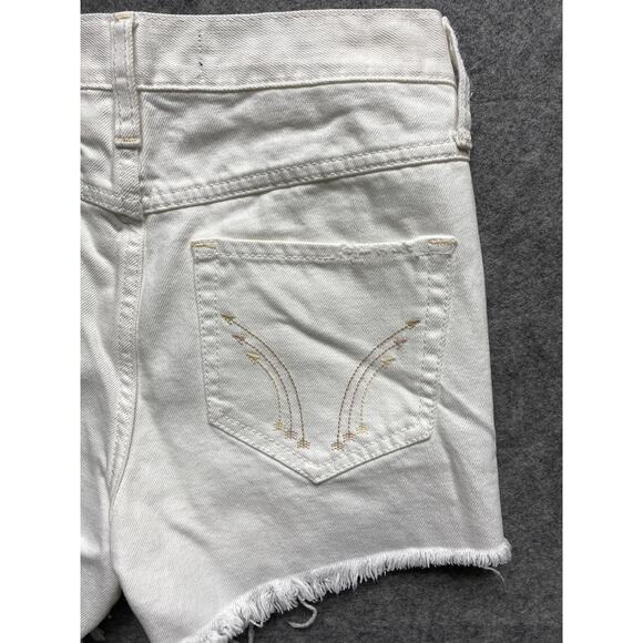 Hollister Shorts Womens 0 24 White High Rise Short-Short Distressed Denim Cutoff - Picture 11 of 11